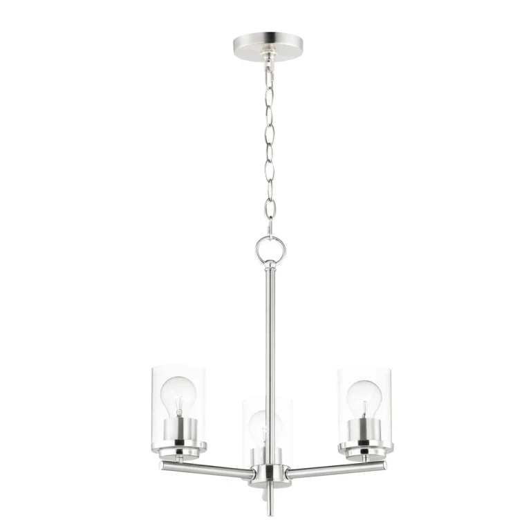 Satin Nickel Three Light Chandelier from the Corona Collection