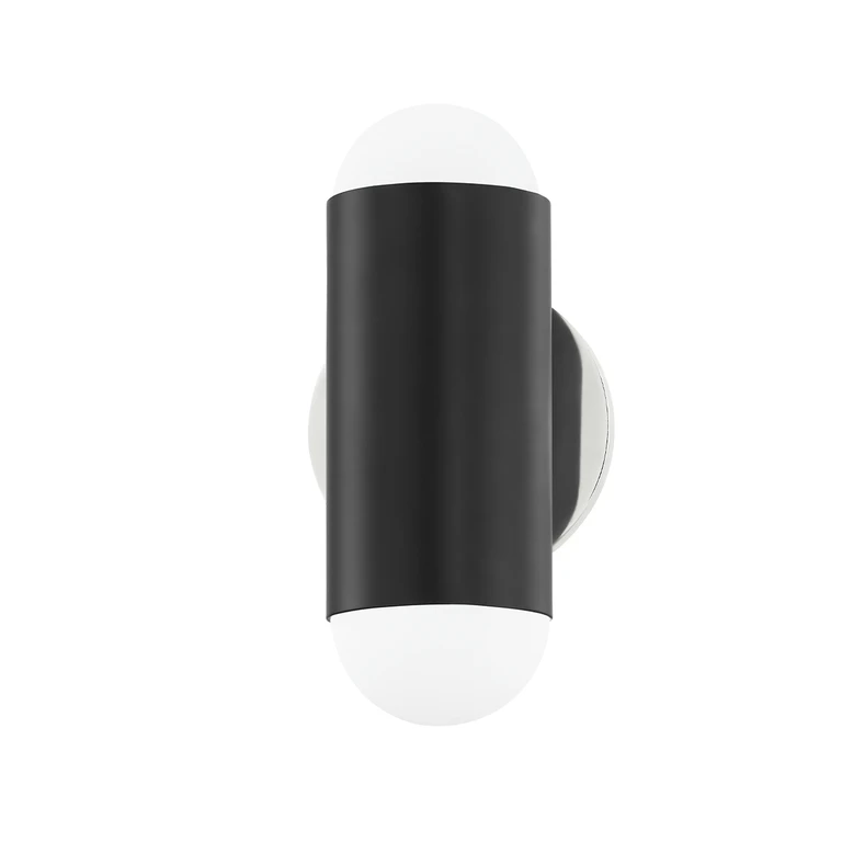 Kira 2-Light Wall Sconce in Polished Nickel with Soft Black