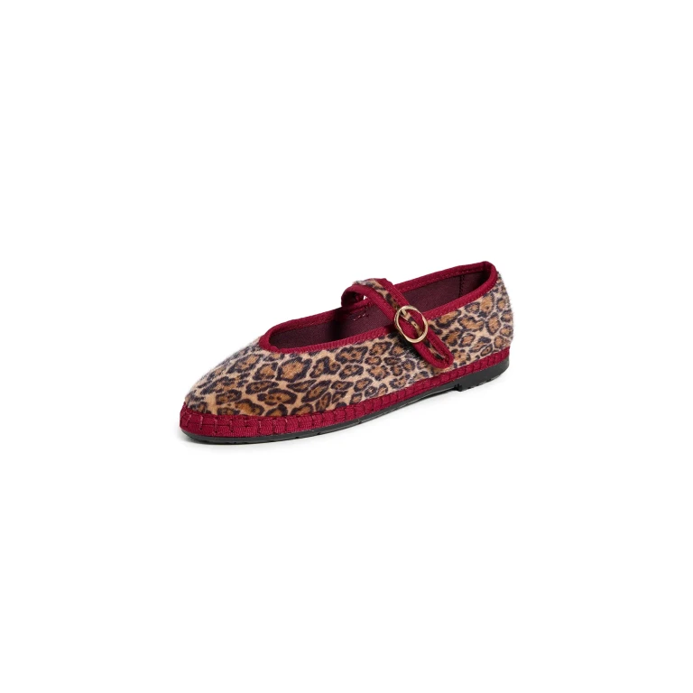 Flabelus Pierre Leopard Mary Jane Flats Garnet 36