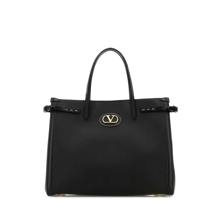 Black Leather Antibes Shopping Bag