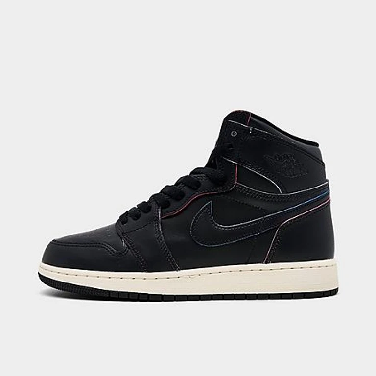 Jordan Big Kids Air Retro 1 High SE Casual Shoes in Black/Muslin Size: 3.5