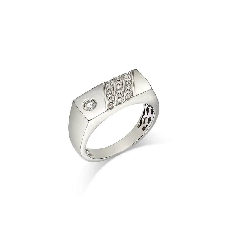 Men's Diamond Ring in 14K White Gold, 0.25 tcw