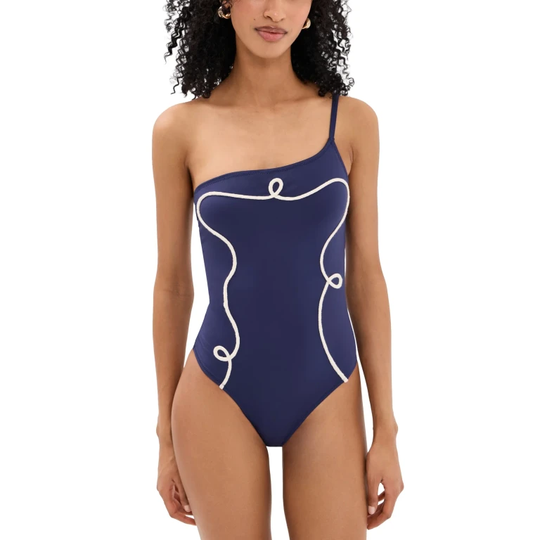 Carolina K Maj One Shoulder One Piece Navy L