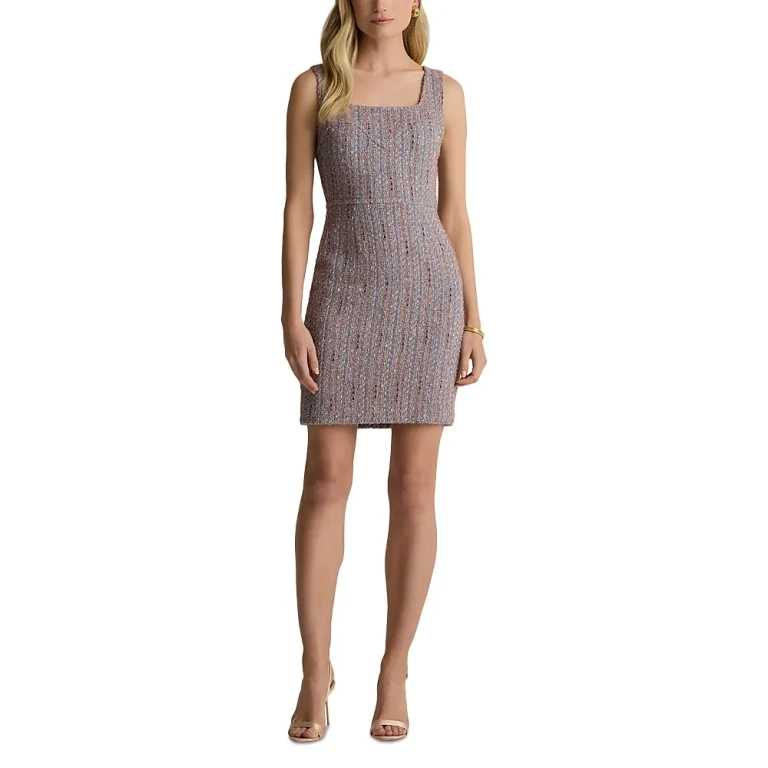 St. John Diagonal Lurex Tweed Dress
