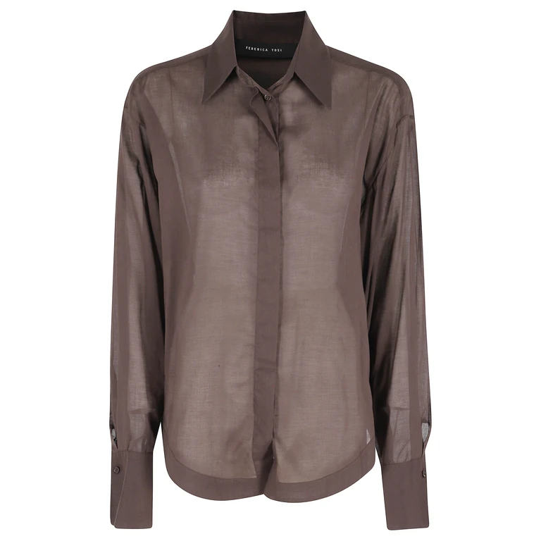 Federica Tosi Camicia Over Mussola Di Cotone Brown - Women