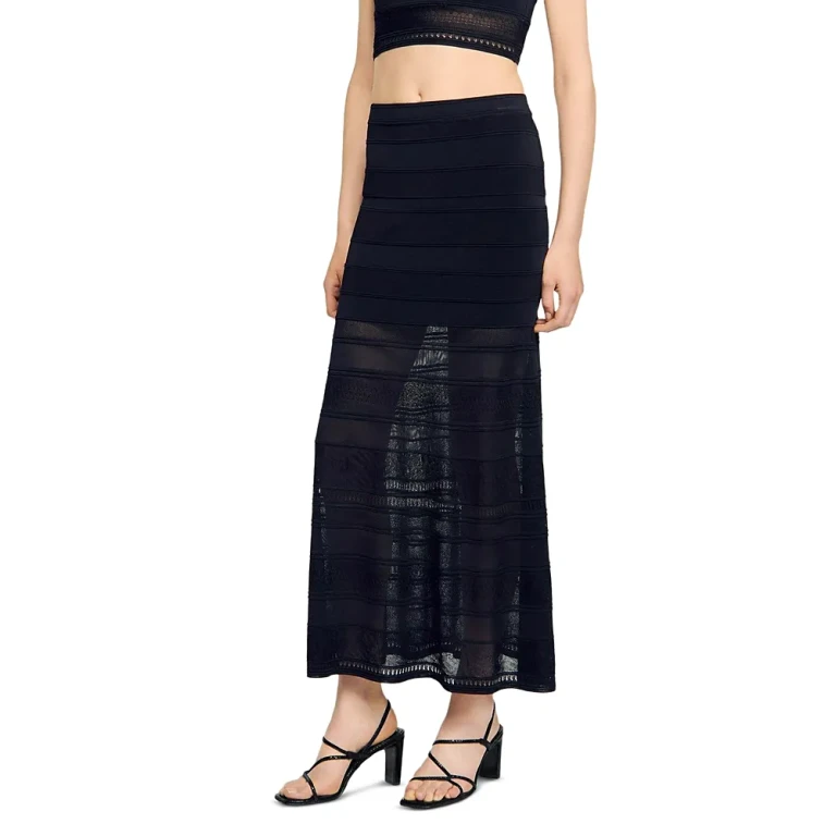 Sandro Decorative Knit Maxi Skirt