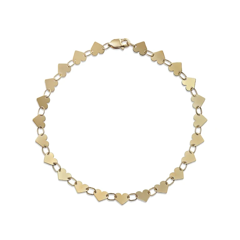 14K Yellow Gold Heart Link Bracelet