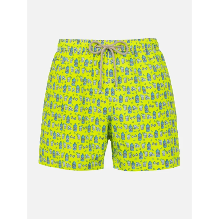 MC2 Saint Barth Lighting Micro Fantasy Yellow Gym And Gin Print Swim Shorts