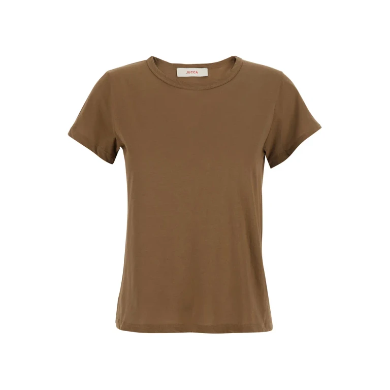 Jucca Brown T-shirt With Round Neck And Short Sleeves In Cotton Women