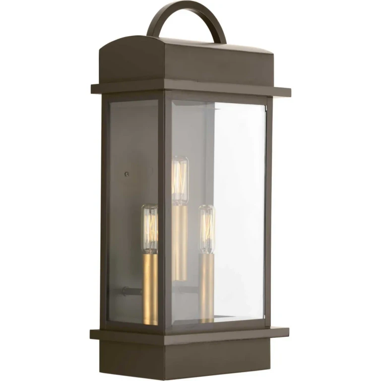 Antique Bronze Three Light Large Wall Lantern from the Santee Collection