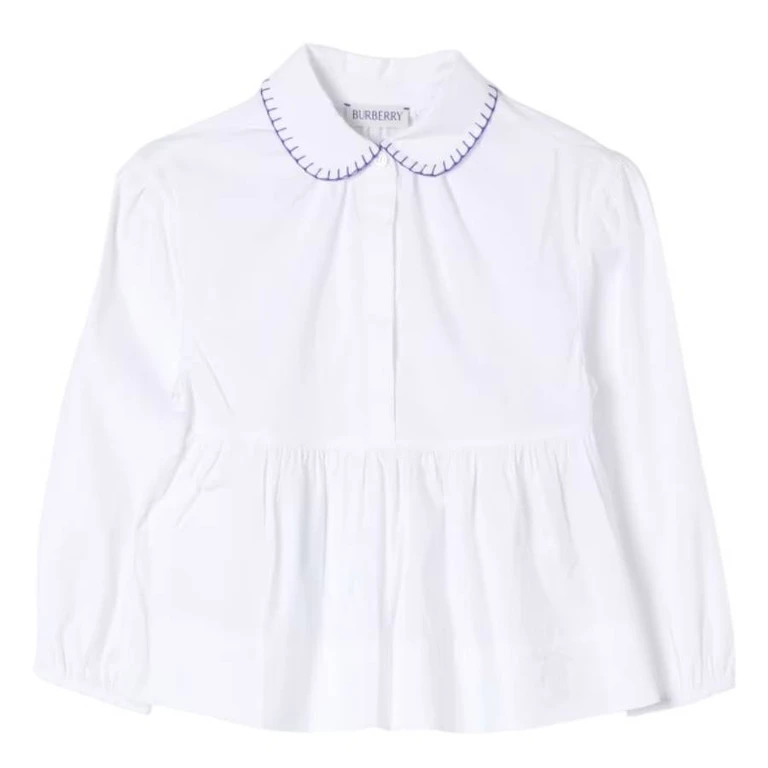 Burberry Kids Lauren Cotton Poplin Peplum Blouse