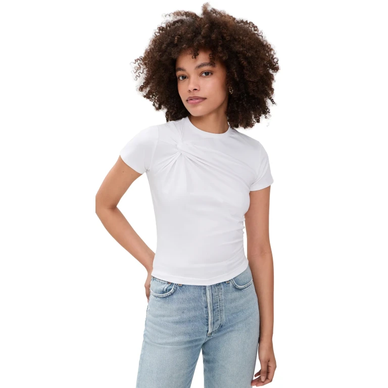 Good American Super Stretch Twist Tee White001 S