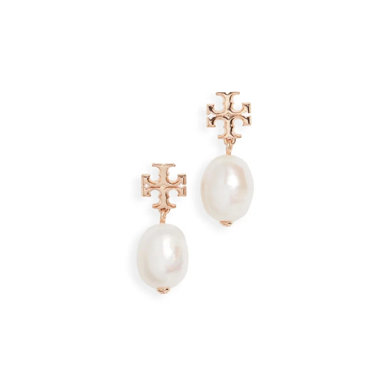 Brincos pendentes Moondance Pearl and Pavé da Tory Burch