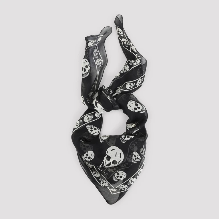 Alexander McQueen Skull Scarf Black Silk - Women