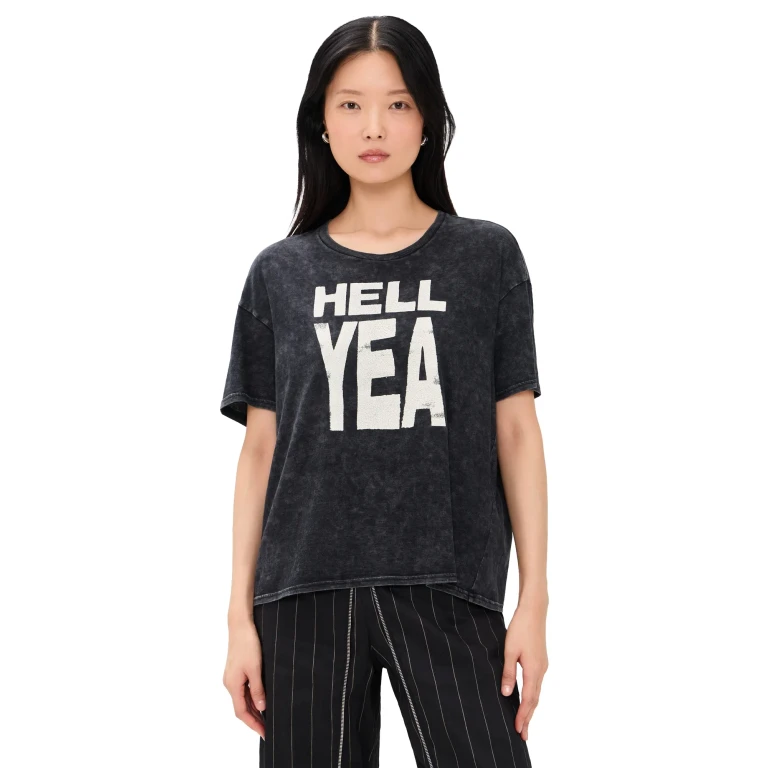 R13 Hell Yea Relaxed Tee Dark Grey Acid M