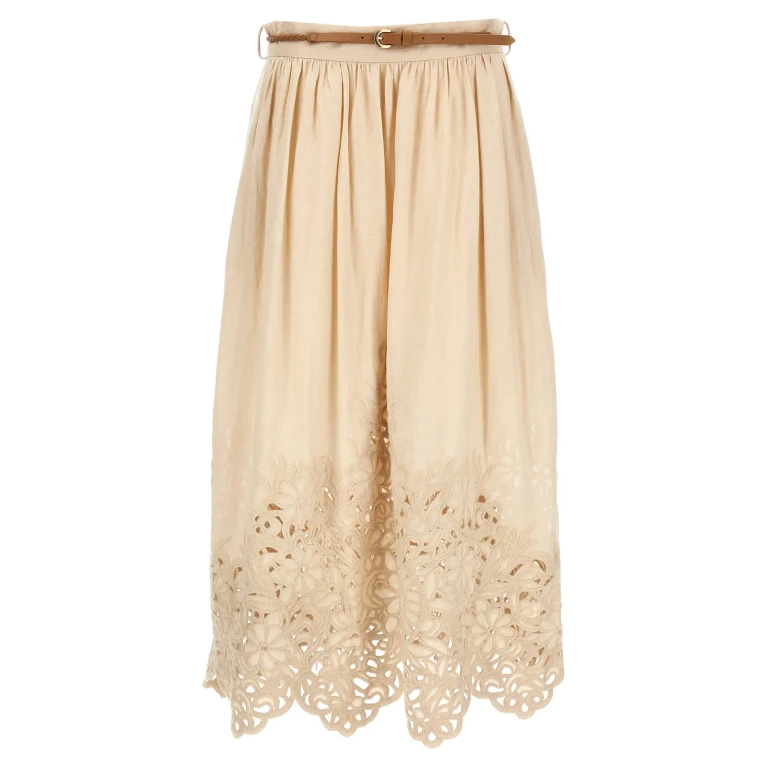 Zimmermann Wylie Embroidered Midi Skirt