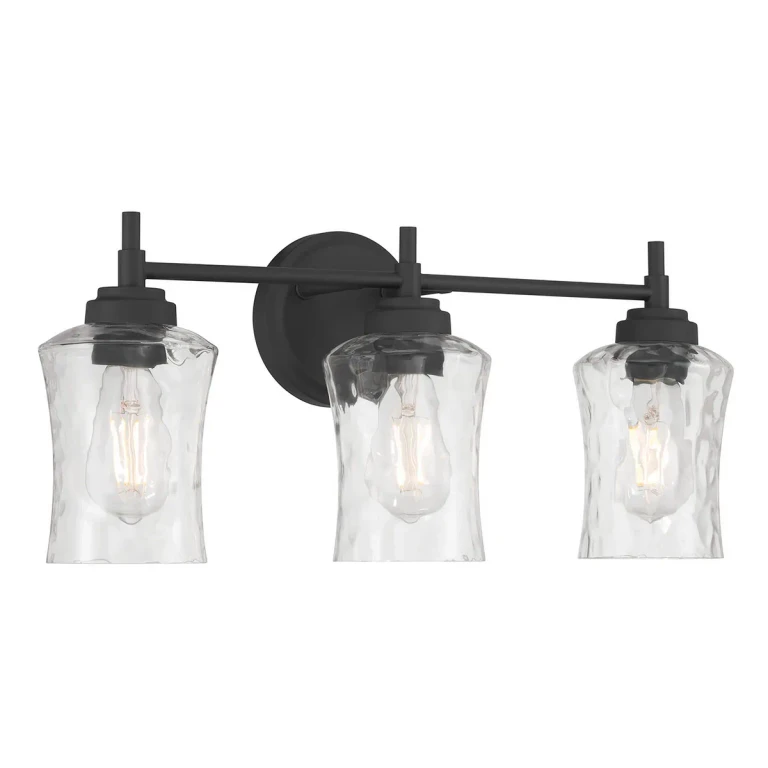 Matte Black Bathroom Vanity Light from the Clarvyn Collection