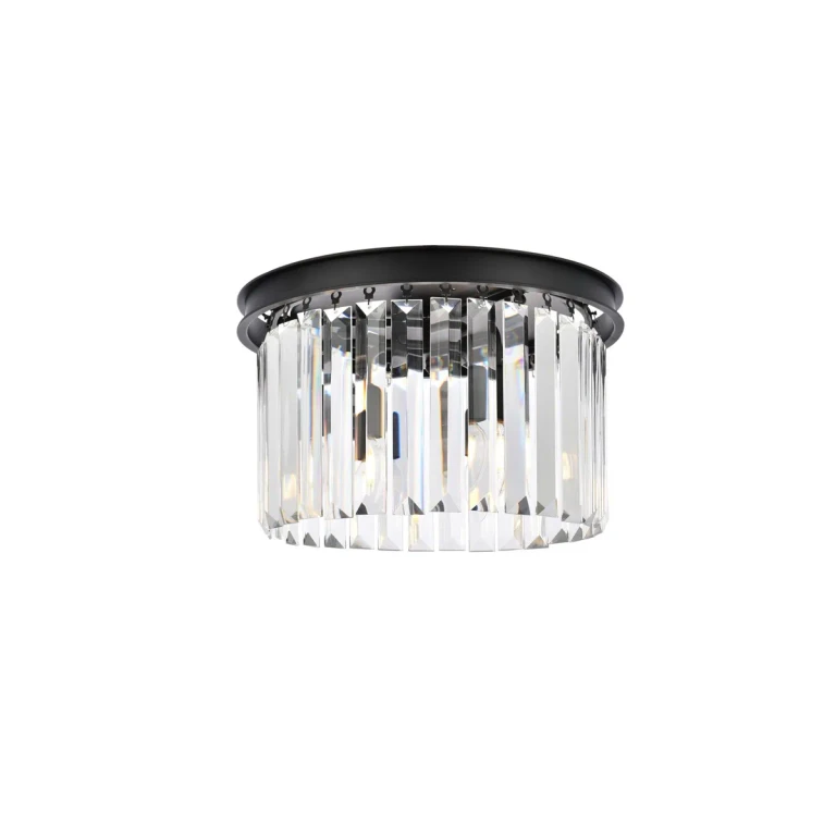Matte Black Three Light Flush Mount from the Sydney Collection