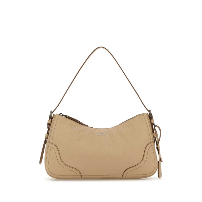 Beige Leather Shoulder Bag