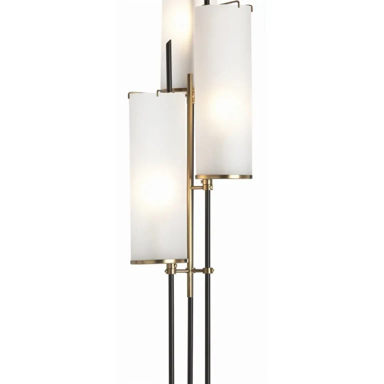 Stefan 70" 3-Light Floor Torchiere in Black Iron/Antique Brass