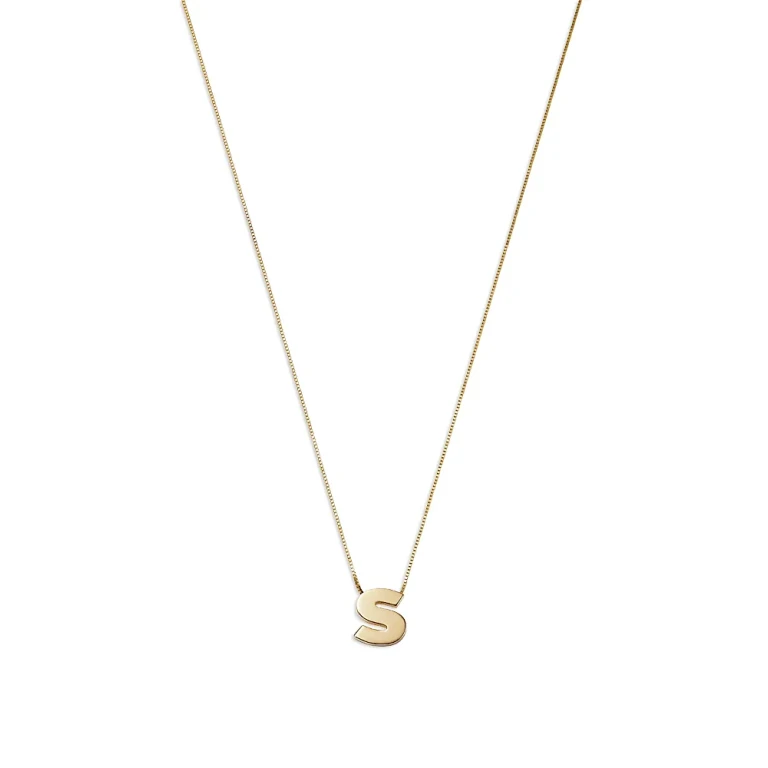 Initial Pendant Necklace in 14K Yellow Gold, 16