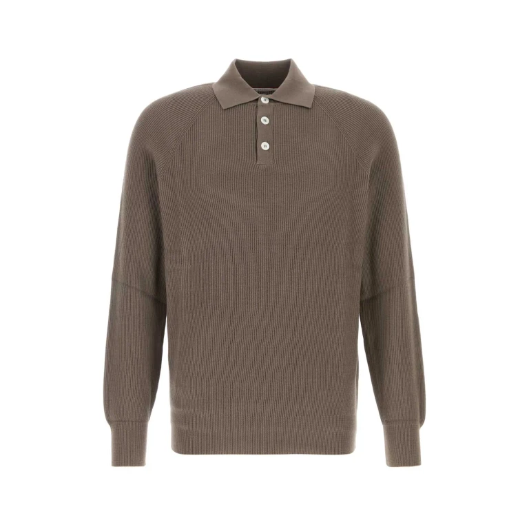 Brunello Cucinelli Mud Cotton Polo Shirt