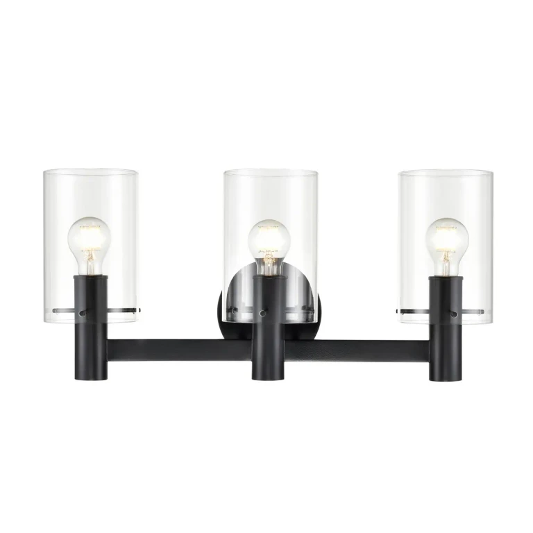 Matte Black Bathroom Vanity Light from the Apolla Collection