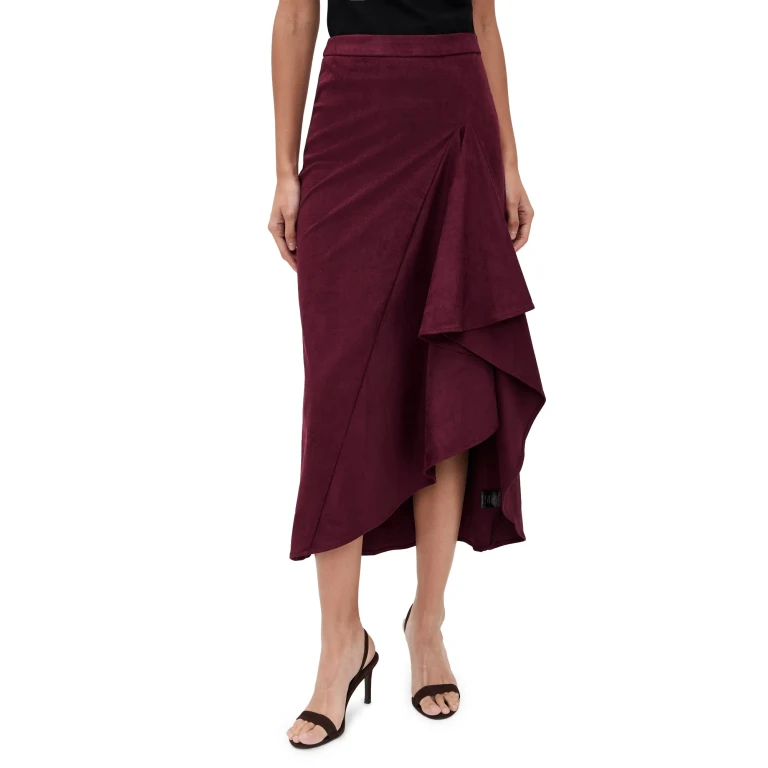 Line & Dot Valen Faux Suede Skirt Maroon S