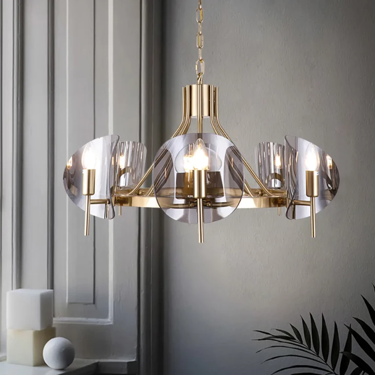 Modern Wagon Wheel 6-Light Chandelier Acrylic and Steel Frame