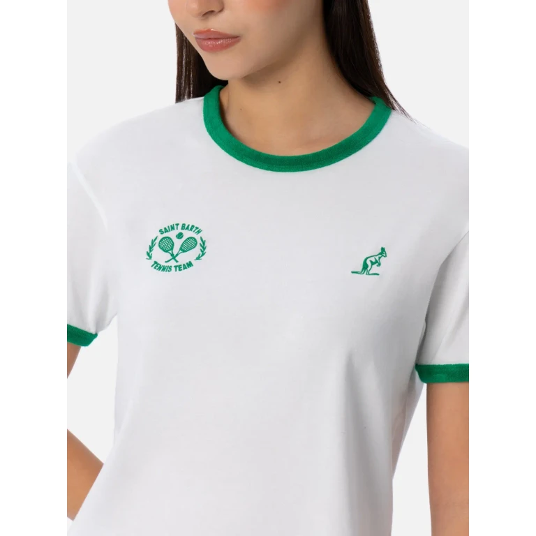 MC2 Saint Barth Cotton Jersey Crewneck T-shirt Priscilla With Terry Piping Australian Brand Special Edition