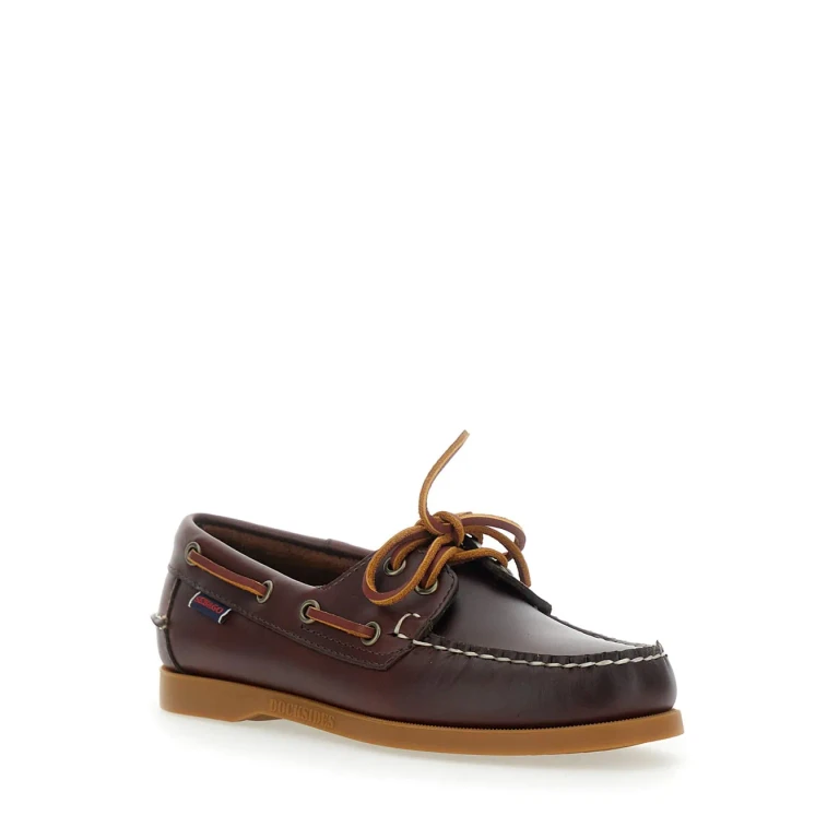 Sebago Loafers docksides Portland Waxed Woman Brown With Rounded Toe In Leather Women