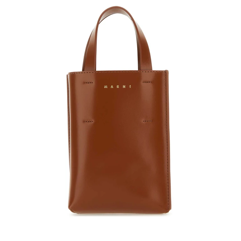 Marni Brown Leather Nano Museo Handbag Moca Borse A Mano - Women