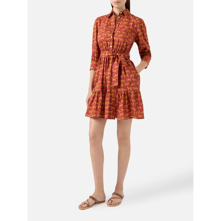 MC2 Saint Barth Animalier Print Cotton Short Dress Daisi With Embroideries