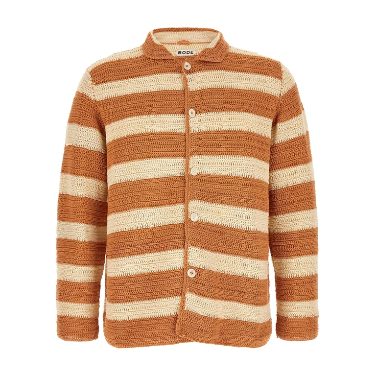 Bode Sherbet Shirt Orange Cotton Shirt, Blouse - Men