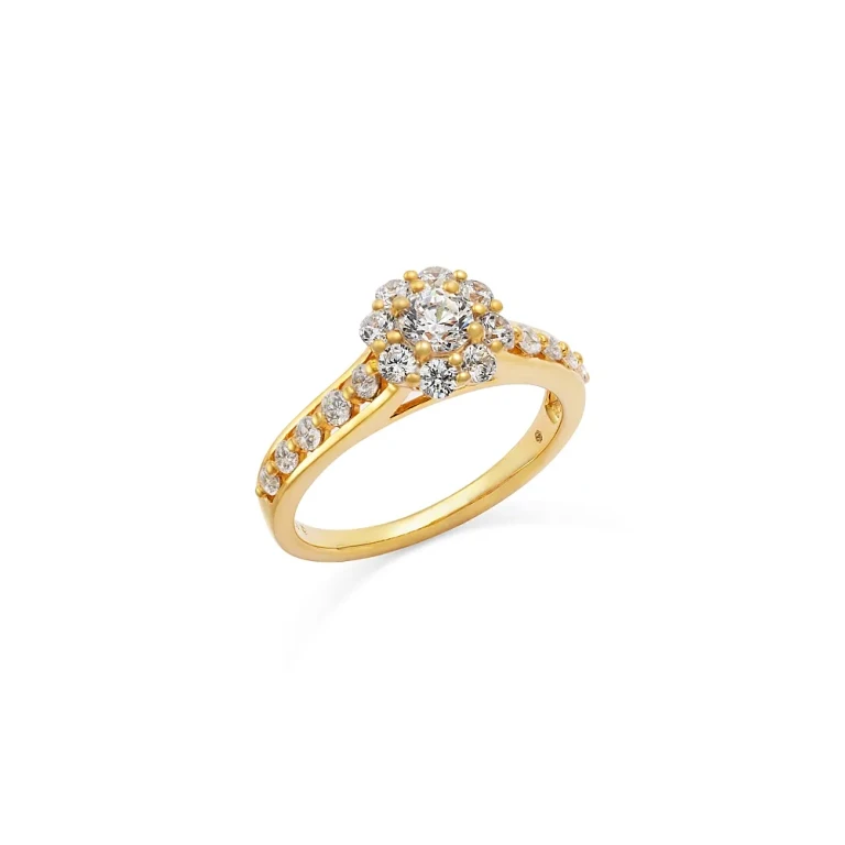 Diamond Halo Openwork Ring in 14K Yellow Gold, 1.0 tcw