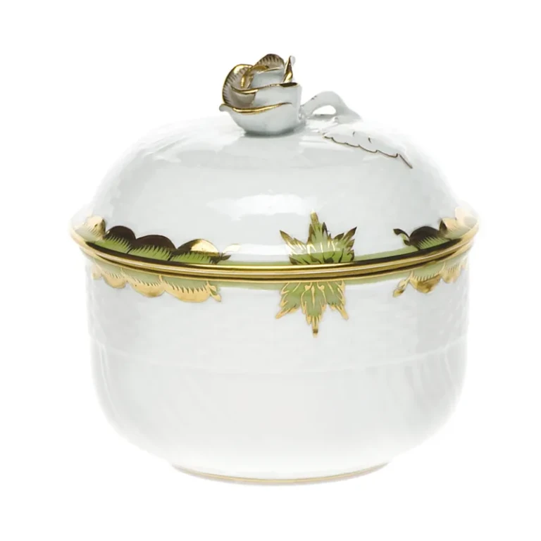 Herend Princess Victoria Green Covered Sugar Bowl
