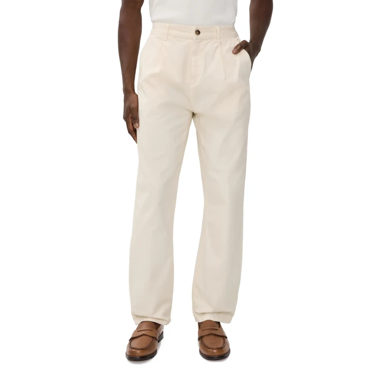 Les Deux Romeo Pleated Chino Pants Eggnog White 32