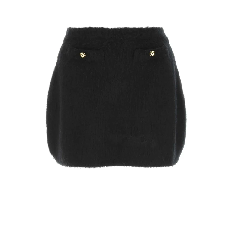 Miu Miu Black Stretch Wool Blend Mini Skirt