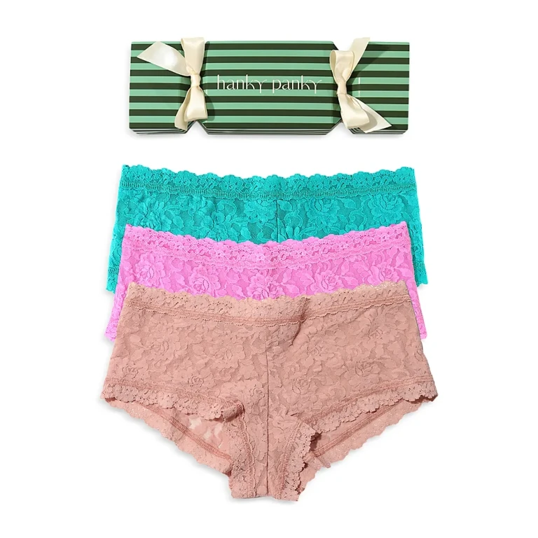 Hanky Panky Signature Lace Mid Rise Boy Shorts, Pack of 3