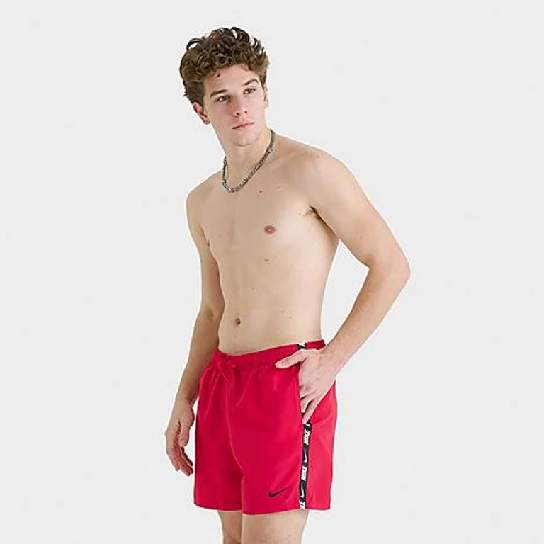 Nike Men's Swim Tape Volley Shorts in University Red/Black Size: Small