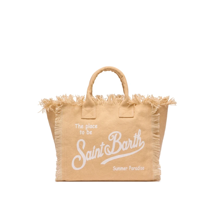 Mc2 Saint Barth Colette Beige Cotton Canvas Handbag Brown Bag - Unisex