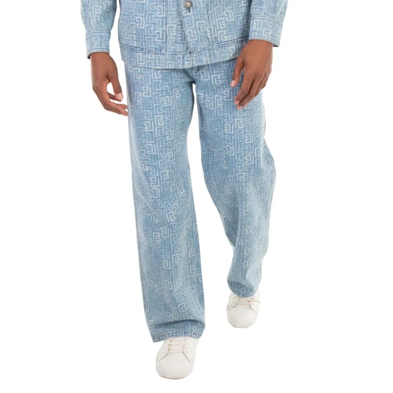 Balmain 4G Monogram Cotton Denim Jeans