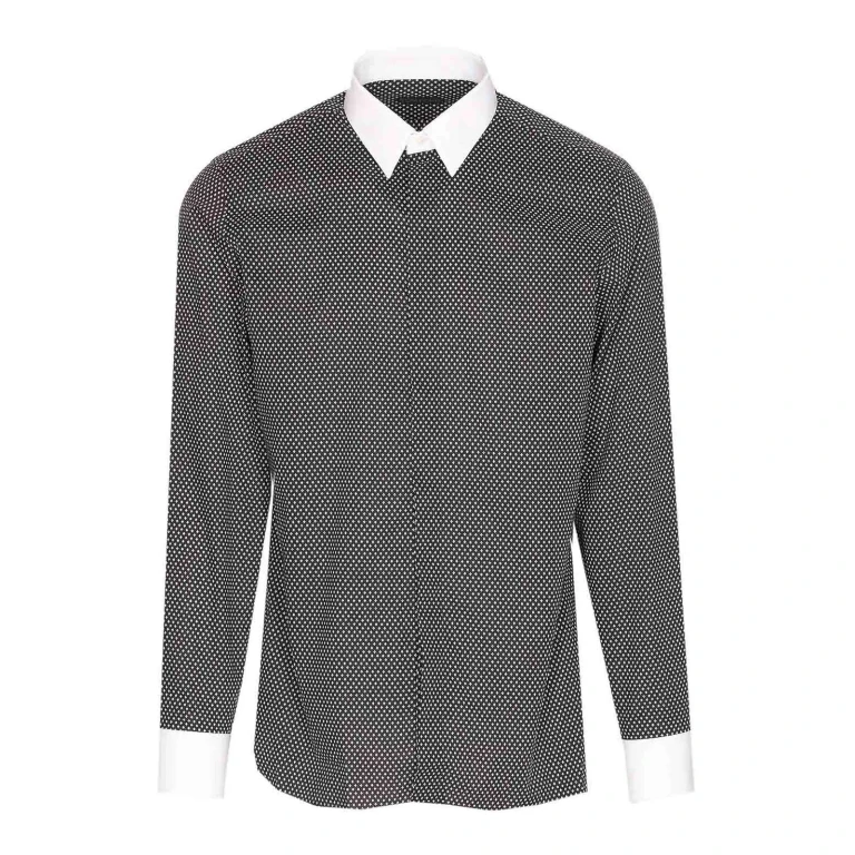 Tom Ford Cotton Shirt With Diamond Print And Contrast White Collar