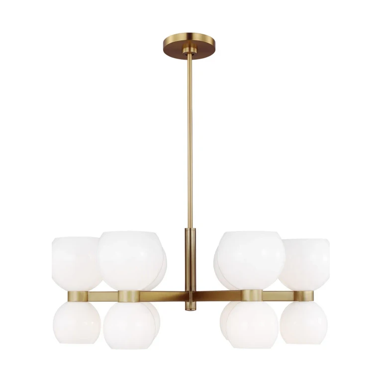 Visual Comfort Studio Londyn 12-Light Chandelier in Burnished Brass With Milk White Glass by Kate Spade New York