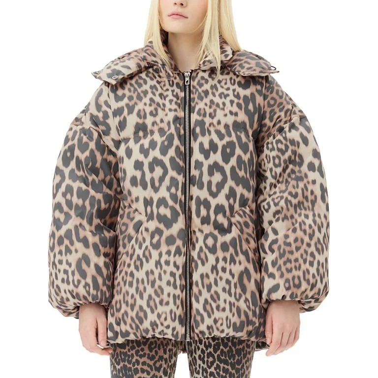 Ganni Leopard Puffer Down Jacket