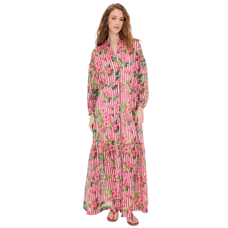 SALONI Soleil Maxi Dress Pivoines Stripe 12