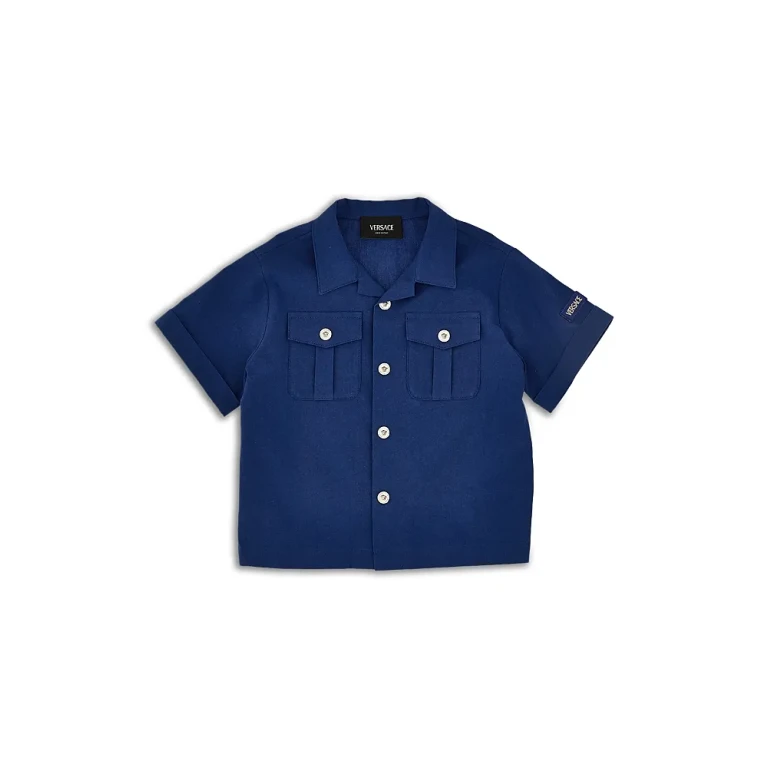 Versace Boys' Cotton Dyed Broad Cloth Shirt - Little Kid, Big Kid