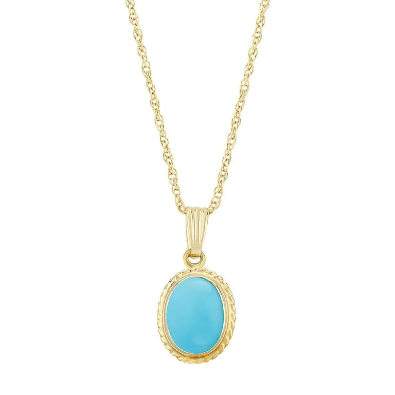 Gemstone Faceted Oval Pendant Necklace in 14K Yellow Gold, 18