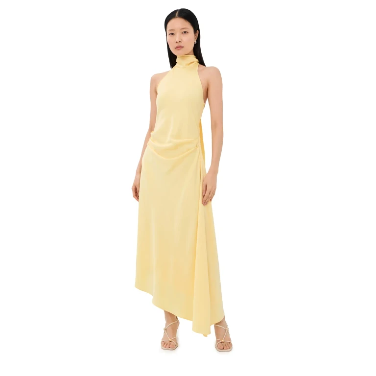 SIMKHAI Monica Satin Midi Dress Buttercream 4