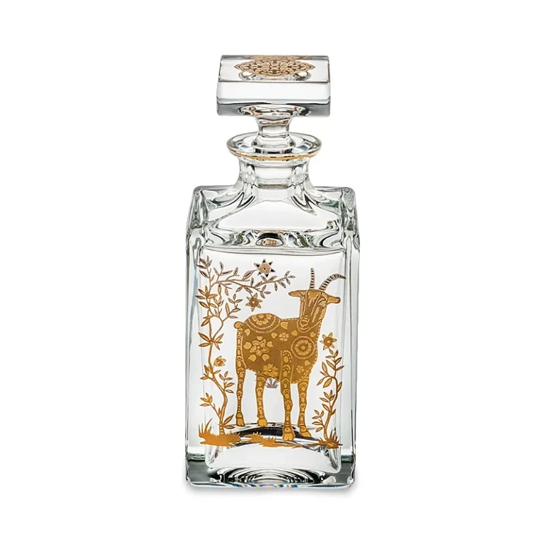 Vista Alegre Golden Whisky Decanter with Gold Goat